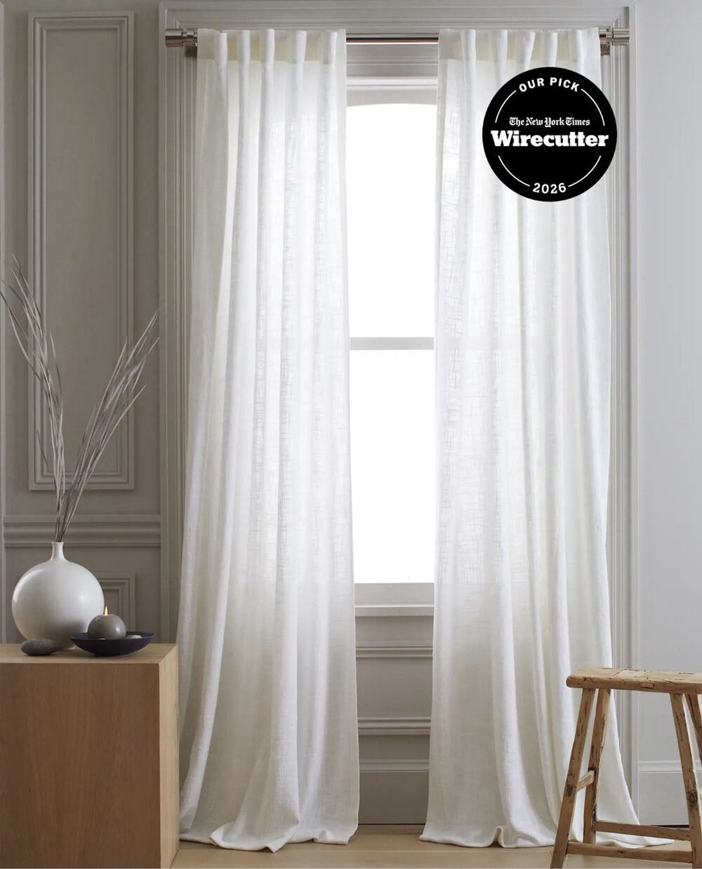 NEW Quince COTTON SHEER Curtain •4 PANELS •48 x 108”• Cotton Curtains WHITE $160